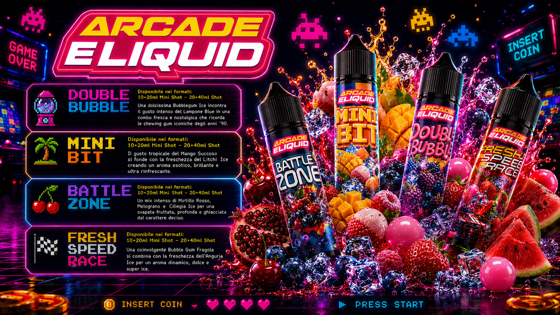 ARCADE ELIQUID iconici fruttati ispirati ai videogiochi anni 90