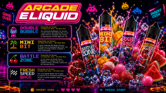 ARCADE ELIQUID iconici fruttati ispirati ai videogiochi anni 90